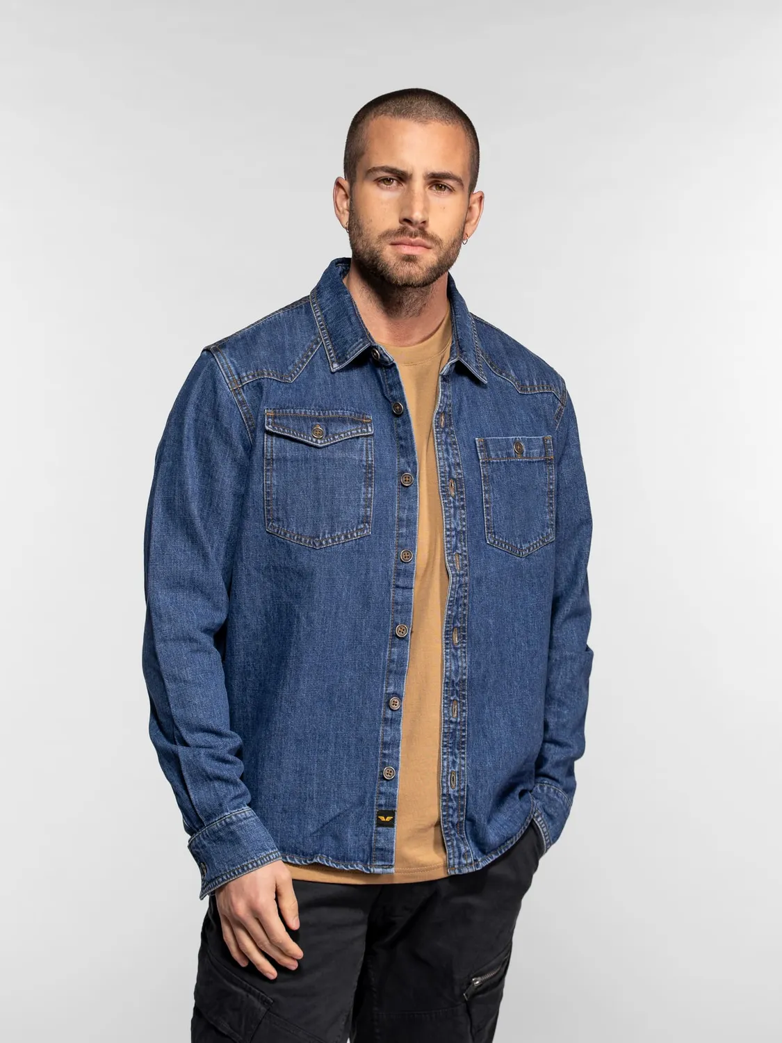 Daytona Pueblo chemise denim homme MID Wash toile 290g