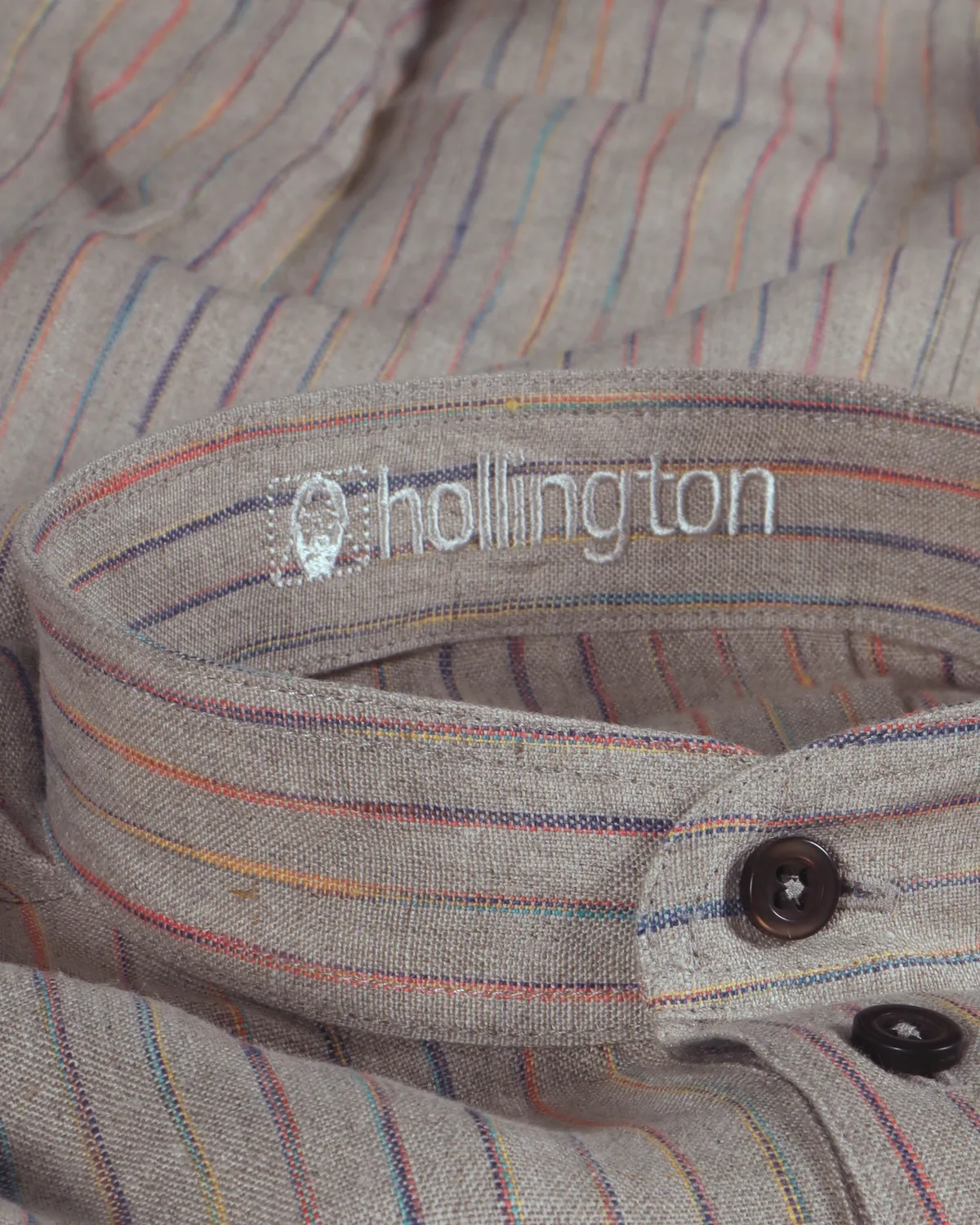 Hollington chemise lin col mao rayures multicolores