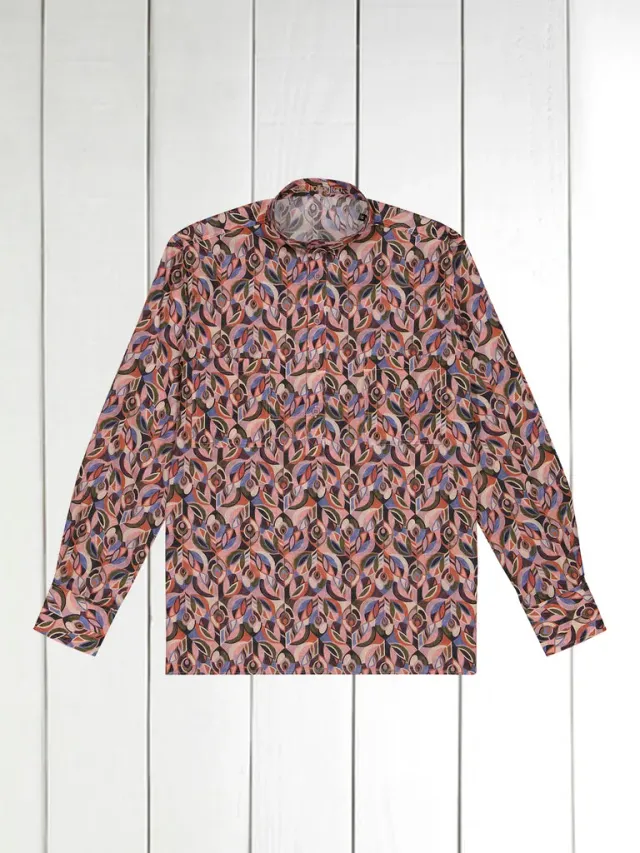 Hollington chemise col mao Liberty coton rose