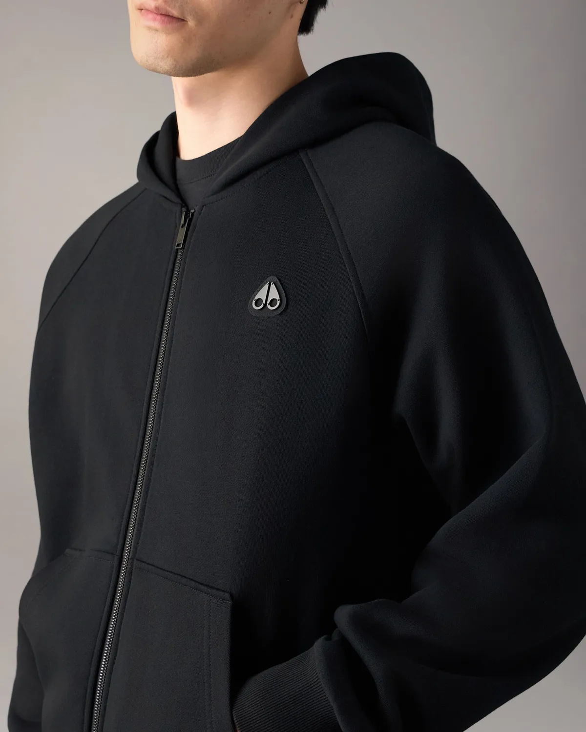 Moose Knuckles Yul Zip-Up hoodie noir coton
