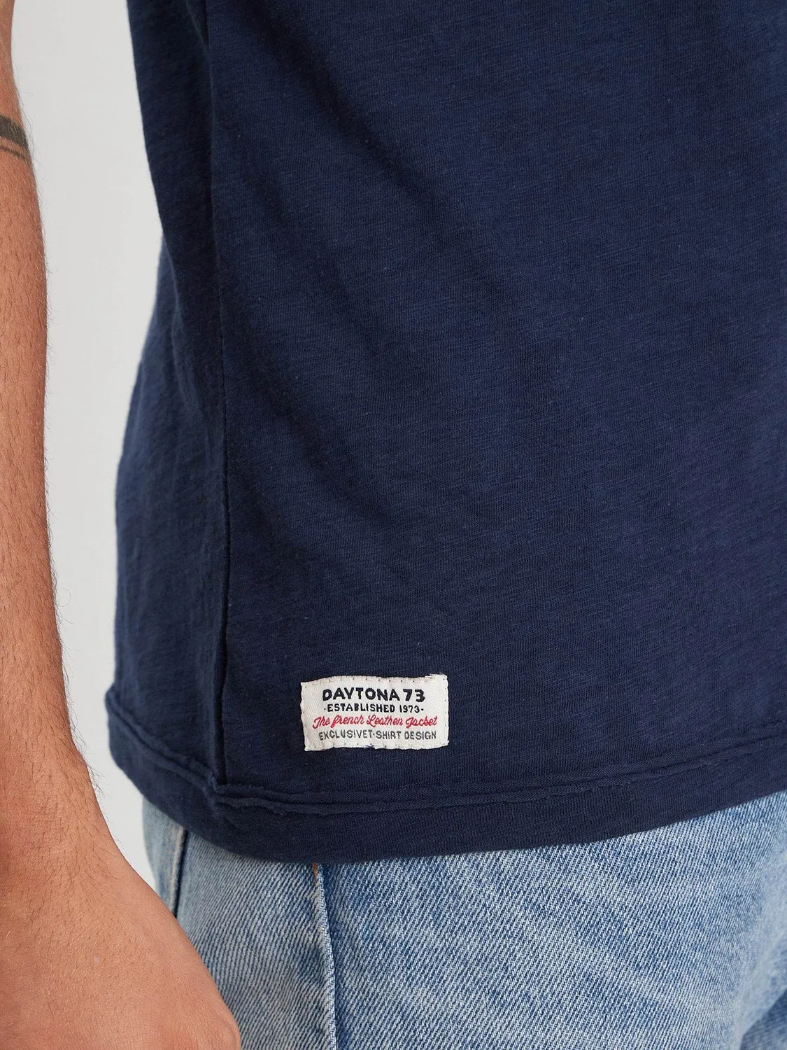 Daytona American t-shirt imprimé noir coton flammé