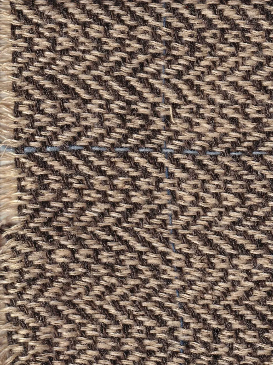 Hollington chevron tissu laine soie marron bleu 5 m