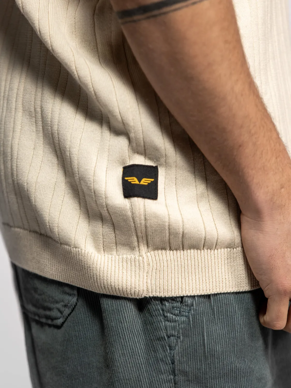 Daytona Dent polo tricot Natural côtelé