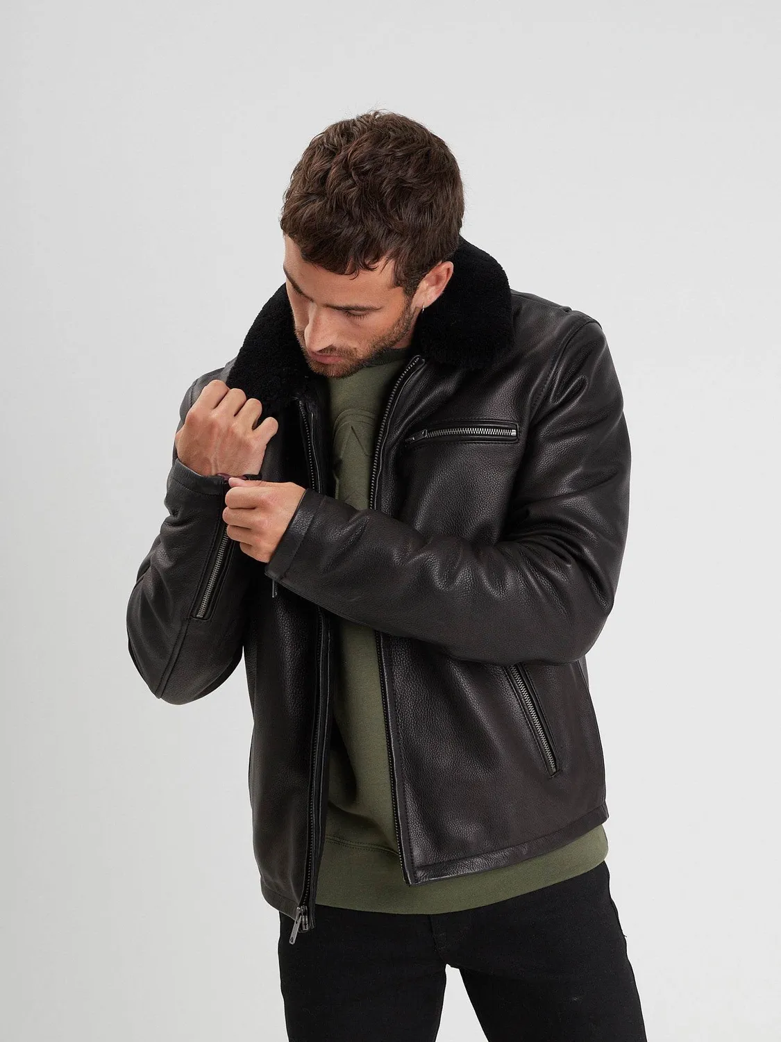 Daytona Asphalt blouson aviateur cuir vachette Black