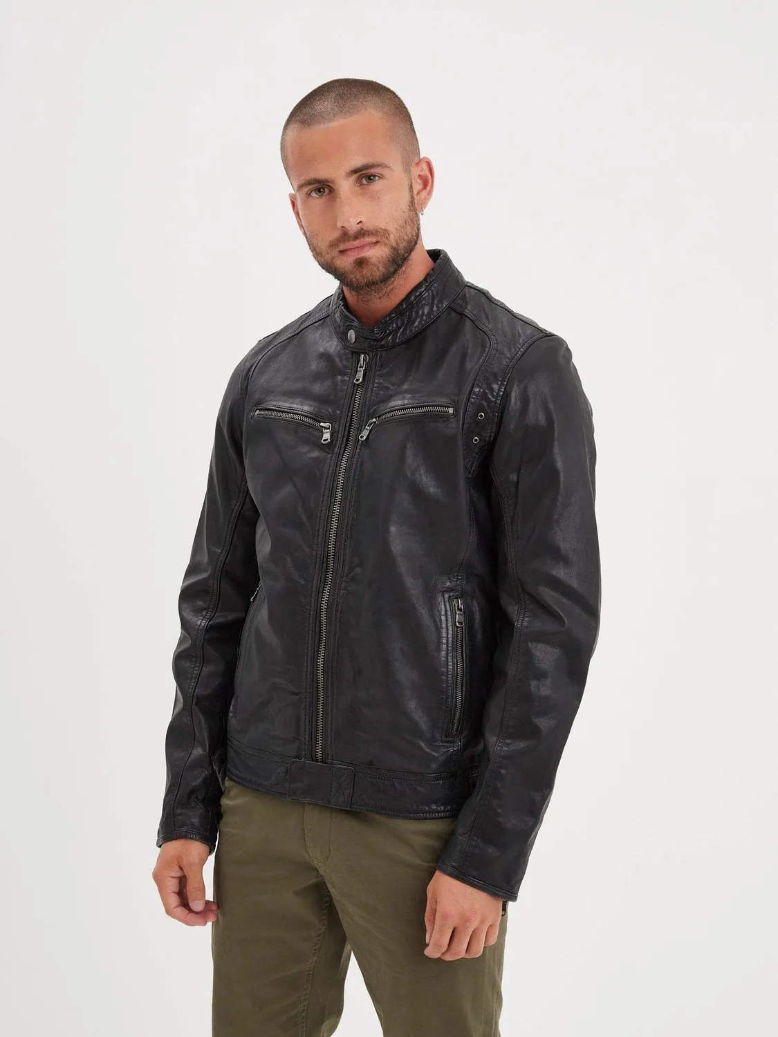 Daytona Dustin Blouson cuir homme mouton col motard