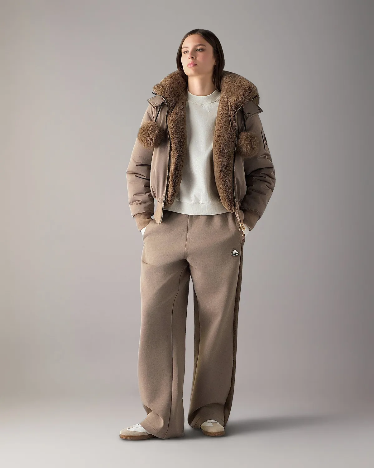 Moose Knuckles Luxe Satin bomber réversible gris