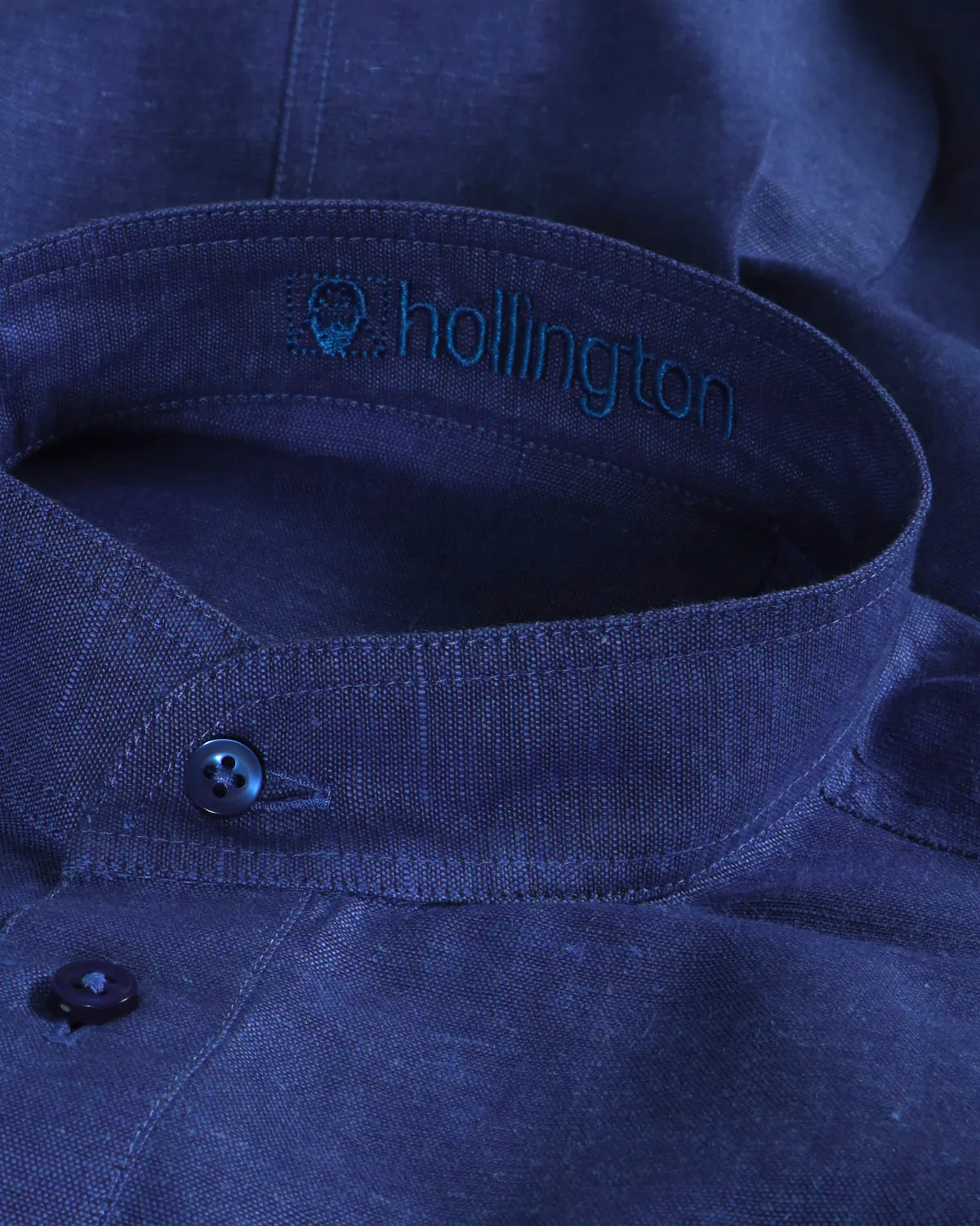 Hollington chemise col mao bleu roi coton lin recyclé