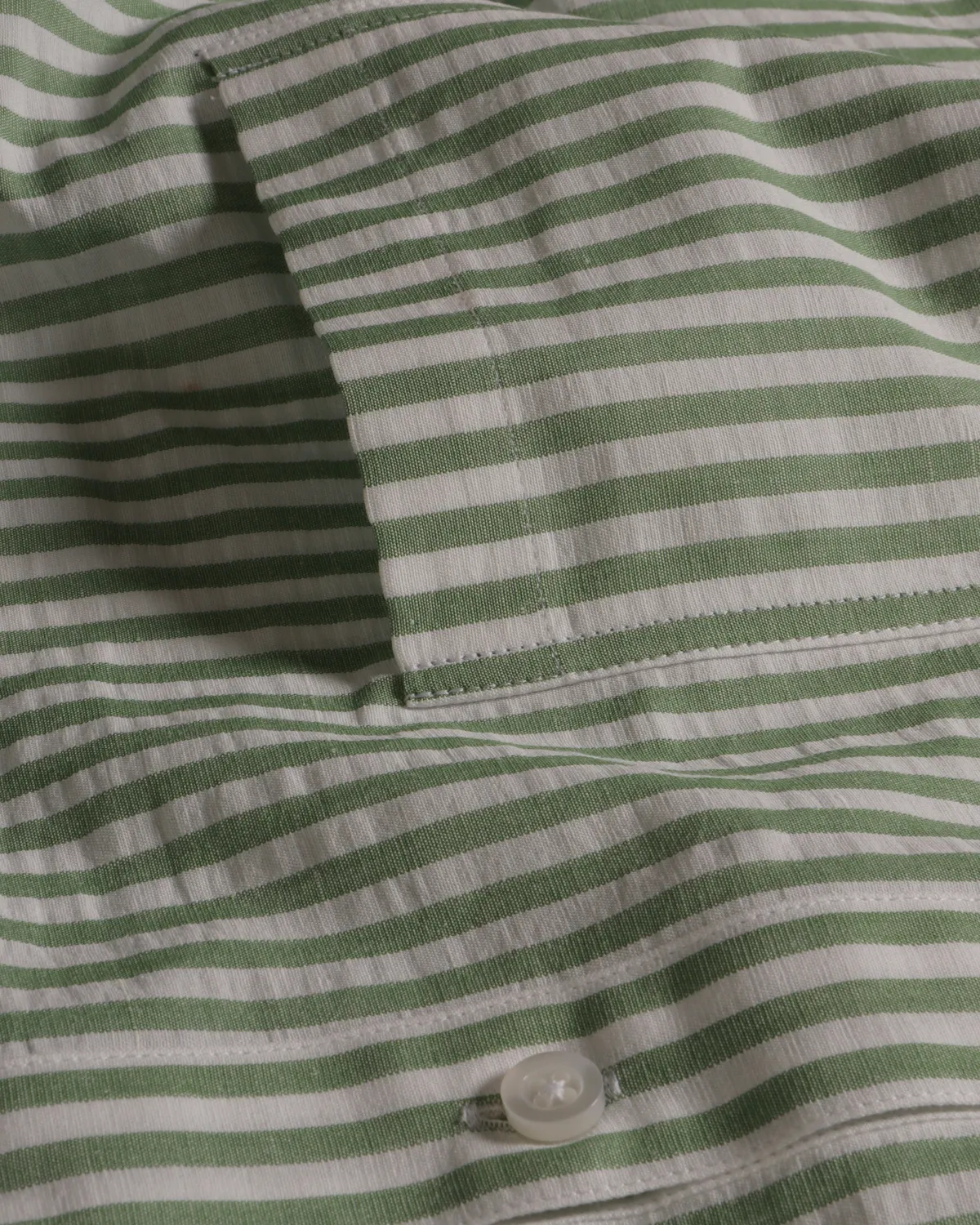 Hollington chemise col mao rayures vertes coton lin